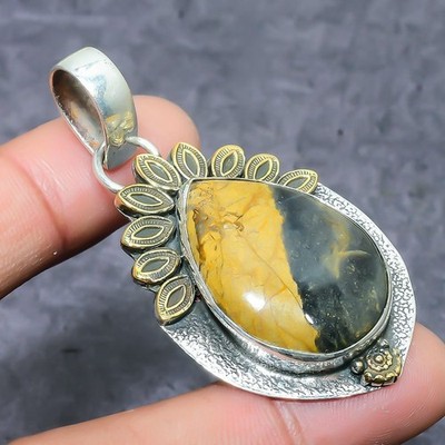 Sonora Sunrise Gemstone Handmade 925 Sterling Silver Jewelry Pendant 2.17''