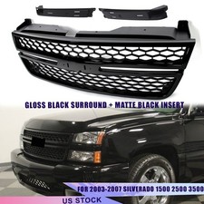 Gloss Black Front Bumper Grille For 2003-2007 Silverado 1500 2500 3500 Pickup