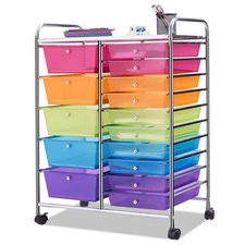 15 Drawer Rolling Storage Cart Tools Scrapbook Paper Office School Organizer NEW