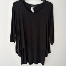Shannon Passero Medium Black Fine Stripe Layered Jersey Tunic Dress Top NWT