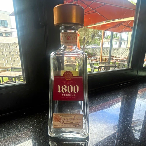 1800 Tequila Reposado Empty Clear Glass Liquor Bottle Collectible