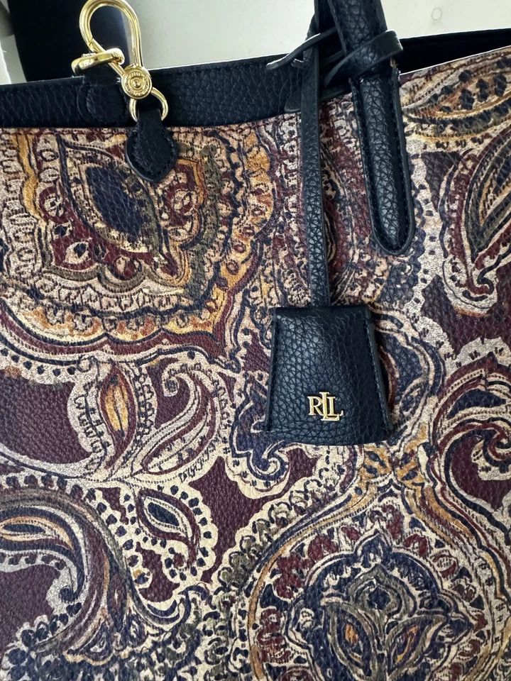 Bolso de Mano Reversible Grande Cachemira Ralph Lauren. Guijarro sintético Lthr. Cartera mujer’s Foto 2 de 4