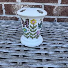 Vintage Ceramic Toothbrush Holder Butterflies Flowers
