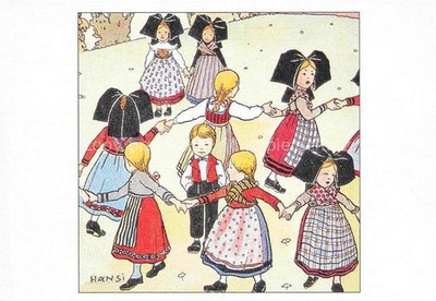 Hansi Waltz J J artist card Alsace Alsace La Farandole des enfants en costum
