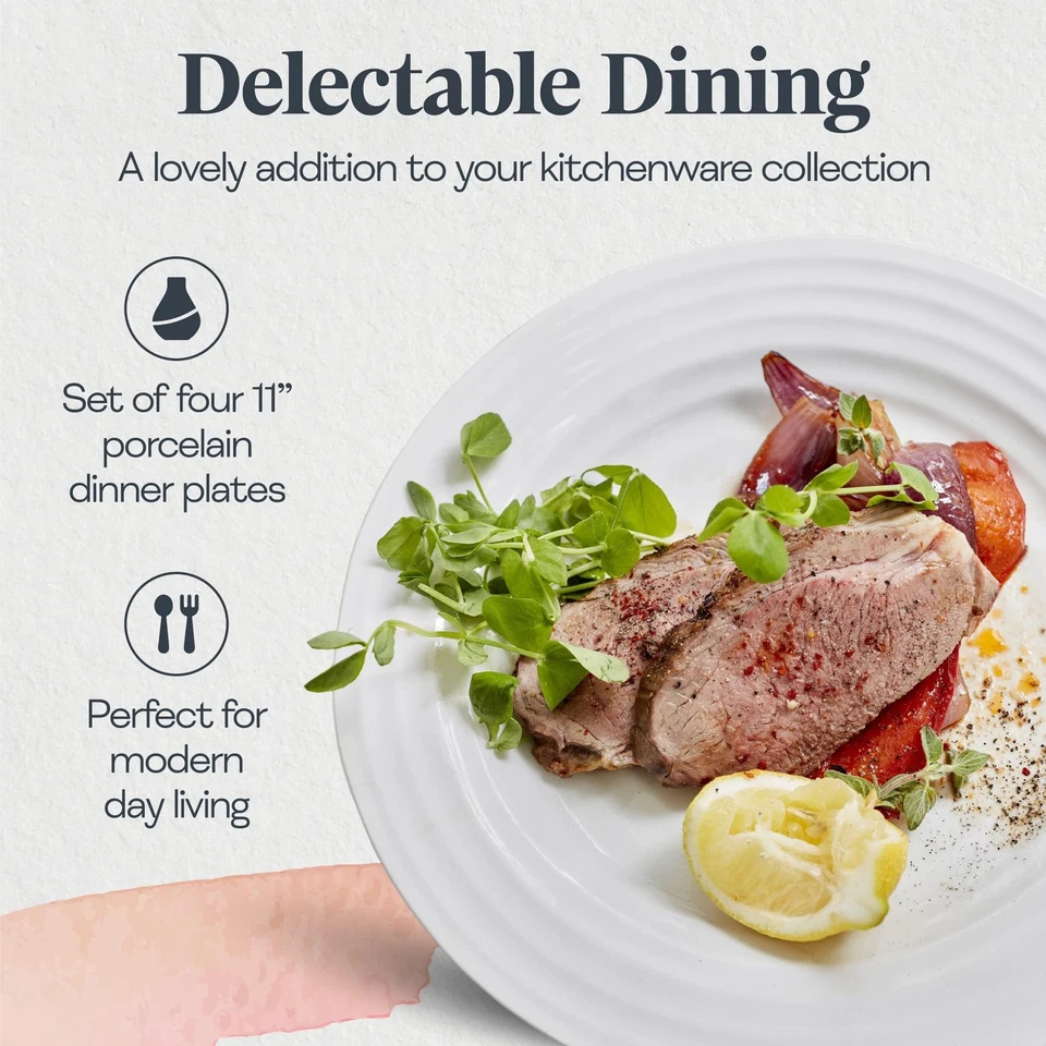 Sophie Conran White Dinner Plates | Set of 4 | Dinner, Pasta, and Appetizer P... - Image 3 of 4