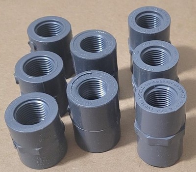 LOT OF 9 PCS 1/2'' IPEX & LASCO D2464/D2467 PVC COUPLINGS ADAPTERS SCH 80 GRAY