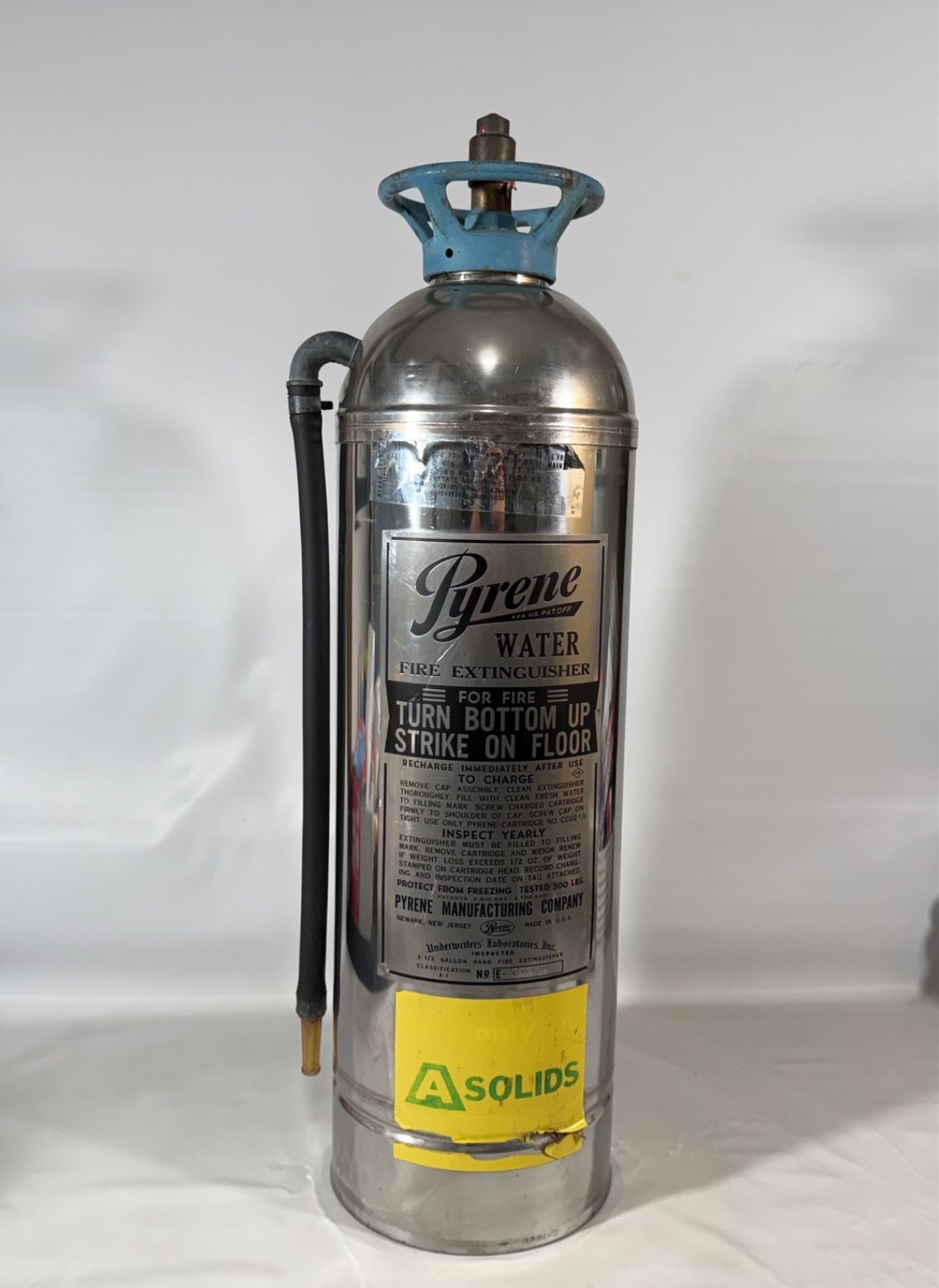 Vtg Pyrene Water Type Fire Extinguisher Stainless Steel Chrome Polished ...