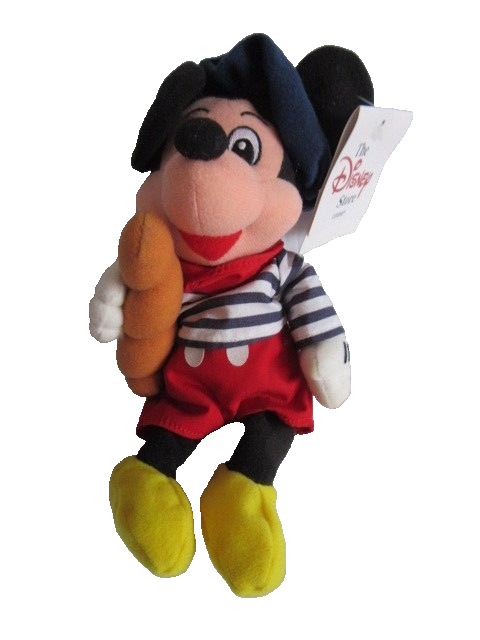 DISNEY STORE - 8"" FRENCHMAN MICKEY MOUSE -  MINT CONDITION - RETIRED  WITH TAGS