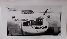 WWII Nose Art Snapshot Org 90th Bomb Group Jolly Rogers "Bourbon Boxcar" JRR20