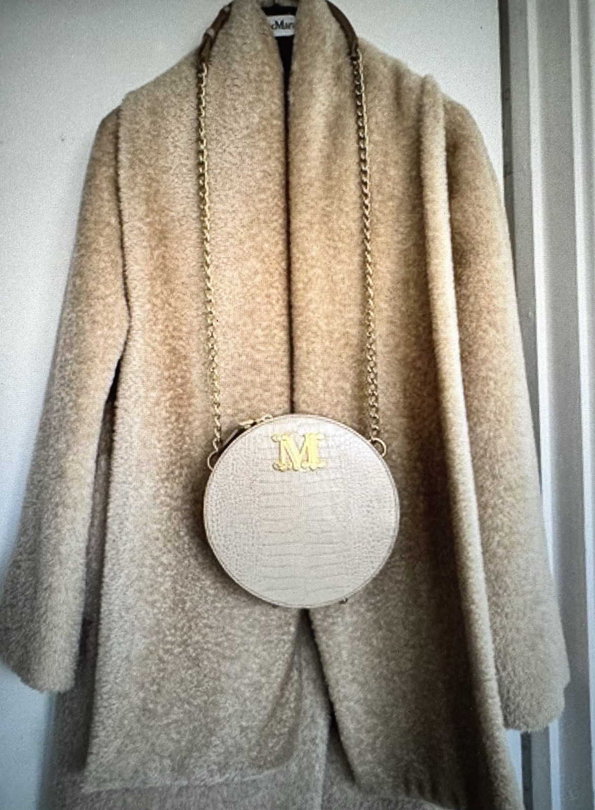 Max Mara Vintage Camel Teddy Bear Coat with Shawl Hood 70% Alpaca Wool