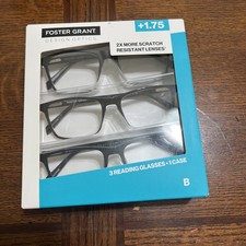 Foster Grant Cole Rectangular Reading Glasses 3-pack B 1.75 Design Optics Open