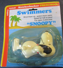 New Vintage 1966 Snoopy Wind Up Bath Toy Peanuts Swimming Swimmer Knickerbocker