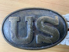 Vintage Solid Brass U.S. Military Belt Buckle Oval Civil War Style 4x2.5