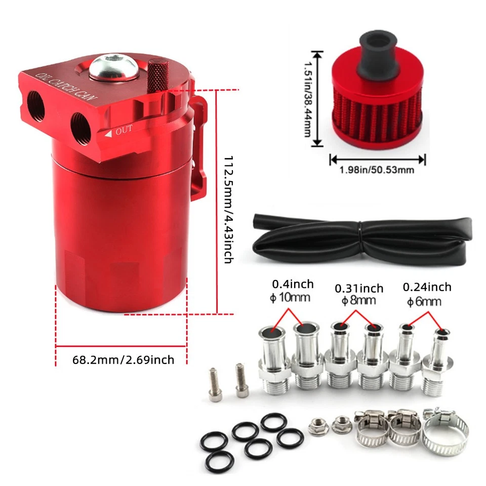 300ml Car Vehicle Oil Catch Can Polish Baffled Reservoir Tank & Breather Filter Foto 3 de 4