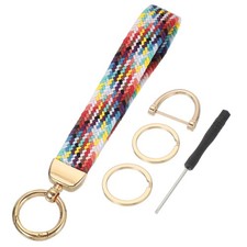 Wrist Lanyard Keychain, Stretchy Strap Key Chain for Women, Rainbow