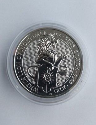 5 Pounds Queens Beast White Lion Of Mortimer 2020 2oz Fine Silver 9999