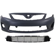 Front Bumper Cover Kit with Bumper Grille For 11-13 Toyota Corolla Base CE LE