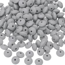 180 Pcs Bulk Silicone Lentil Beads, 12mm Abacus Beads, Light Gray