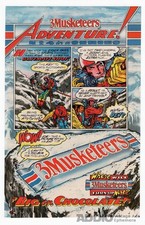 3 Musketeers 1991 PRINT AD Adventure 4 candy bar mountain climbing comic-style