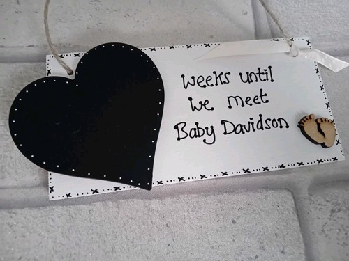 Chic Personalised Countdown New Baby Pregnancy Mum plaque/sign BABY SHOWER gift* - Picture 6 of 11