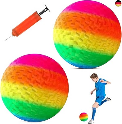 2 Stück Bouncy Kickball Regenbogen Ball PVC 8.5 Zoll Softball Kinder Spielball 
