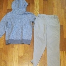 boys 5 drifit khaki pants, and soft hooded sweater