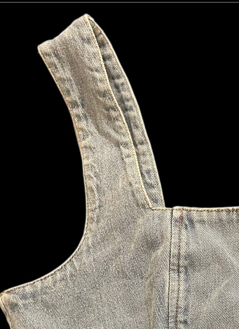 Y2K Denim Button-Down Vest Crop Top- Size L - Corset Style. RRP£32 image 9