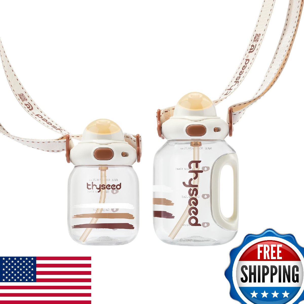 thyseed 24oz Toddler Water Bottle with Straw, Spill Proof, S