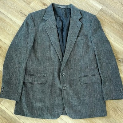 VTG Tweed Sport Coat 42L Gray Green-Blue Jacket Country Academia Rustic Heritage