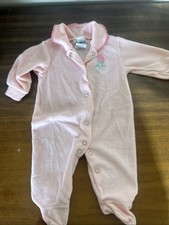 VTG Carters Footie Granny Core Pajamas Baby Newborn Romper USA Pink Rose 11lbs S