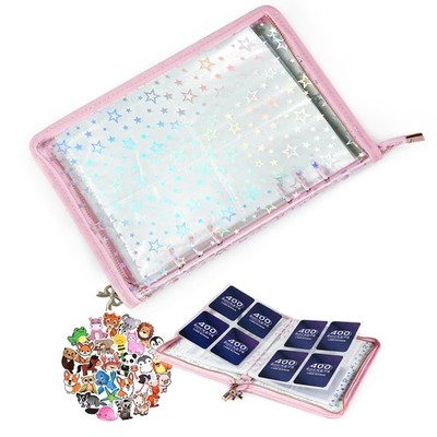 4 Pocket Card Binder for Girls with 20 Stickers, A5 Kpop Photocard Binder, Tr...