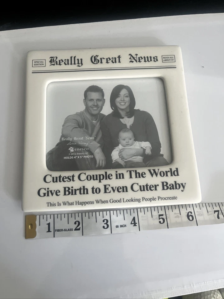 Enesco Lorrie Veasey Really Great News Porcelain Picture/Photo Frame Funny - Image 2 of 4