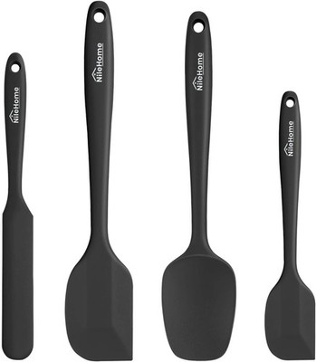 NileHome Silikonspachtel Set, Hochhitzebeständig Premium, 4er Set, Schwarz