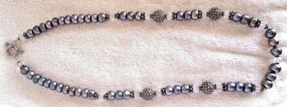 Colar longo Amy Kahn Russell cinza pérola facetada quartzo e esterlina 11,5 mm - Imagem 3 de 4