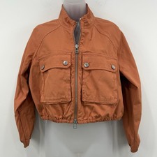 Veronica Beard Kaiya Bomber Jacket M Orange Utility Gorpcore Cropped Boxy