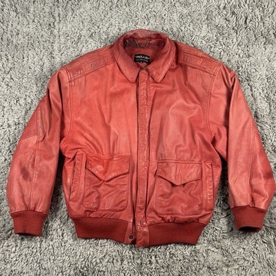 Vintage 80s Pelle Red Leather a2 bomber Jacket Women's Medium Army