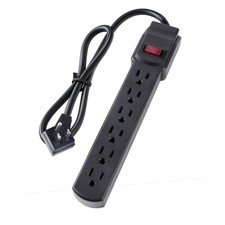 6-Outlet Surge Protector   250 Joules, 6ft Cord, 15A/125V, 1875W Max   Right ...