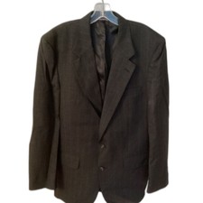 VINTAGE BURBERRY SAKS FIFTH AVE CHARCOAL GRAY 2 BUTTON WOOL PINSTRIPE BLAZER