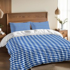 Gingham Plaid Full Size Duvet Cover Set, Includes Pillow Cases