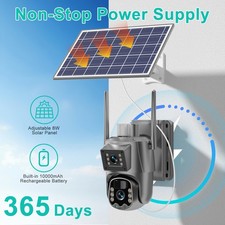 Solar Battery Powered Wireless WiFi Outdoor Pan/Tilt Home Security Camera System