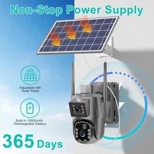 Dual-Lens WIFI Solar Panel Battery 8MP Wireless PTZ Pan Tilt IP Security Camera