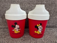 1987 Baby Micky  Baby Minnie Mouse Red Sippy Cup  Walt Disney  Playskool