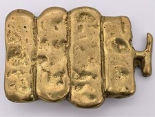 1970s Solid Brass Bars Handmade Art Solid Brass Vintage Belt Buckle