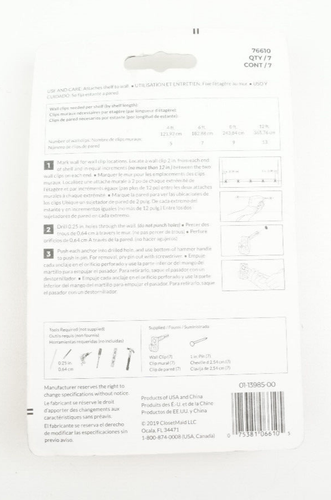 ClosetMaid Preloaded Back Wall Clips for Drywall Wire Shelving (7-Pack) 76610 - Picture 2 of 2