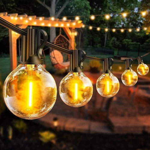 30m LED Lichterkette Außen, Outdoor Lichterkette Strom G40 Glühbirnen Party Deko