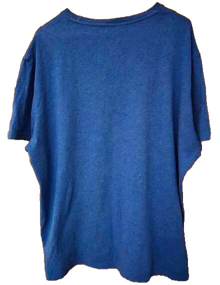 PONY POLO Ralph Lauren t shirt blu brillante con frangia arancione manica corta uomo XL