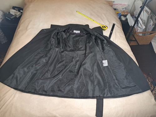 Andrew Marc New York Double Breasted Belted Black Trench Jacket Size L - Picture 10 of 13