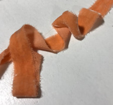 Hand Dyed Persimmon Orange Silk Velvet Ribbon  4 Widths to choose from 