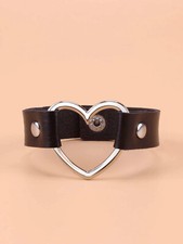 Braccialetto Bracciale Donna cuore color argento sintetica nero