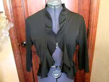 ACESHION 3/4 SLEEVE CROPPED BOLERO SHRUG OPEN FRONT CARDIGAN BLACK SMALL TOP NWT